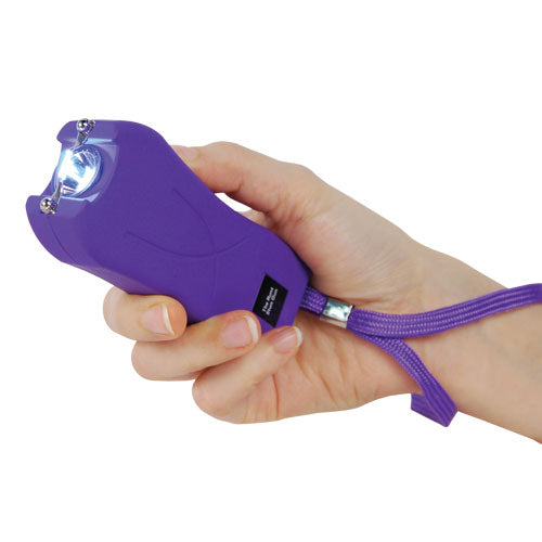 Rechargeable Runt 80,000,000 volt stun gun with flashlight and wrist strap disable pin Purple