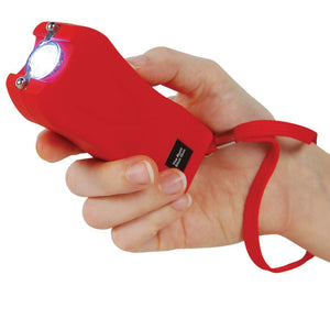 Rechargeable Runt 80,000,000 volt stun gun with flashlight and wrist strap disable pin Red